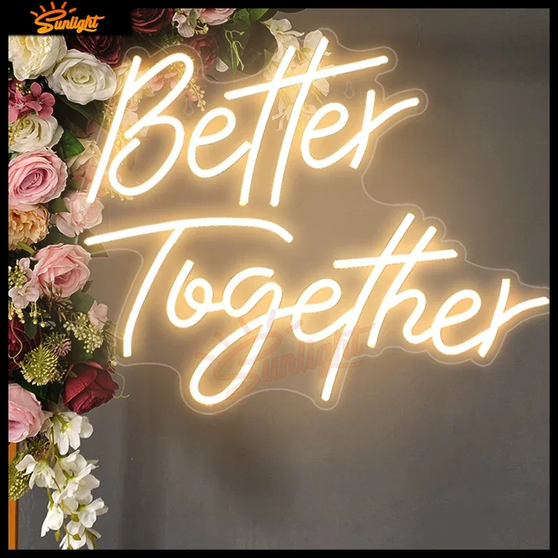 Better Together Led Neon Light Sign Home Art Wall Wedding Bar Bedroom Restaurant Room Wedding Birthday Party Decorate Warm White