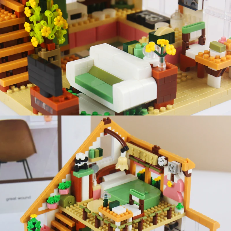 Dream House Model Building Blocks Brinquedos para crianças, Creative DIY Assembly Blocks, Double-Deck House, Colecionáveis, Meninos e Meninas, 1412 PCs