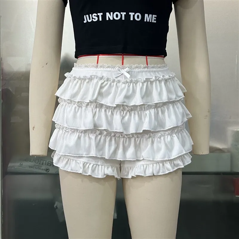 Y2k loween bolo multicamadas saia de cintura alta sexy menina quente rendas orts feminino faion verão bot tecido não tecido