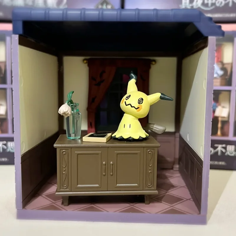 Original Re-Ment Pokemon Incredible Haunted House 2 Litwick Eevee Mimikyu Mismagius Greavard Action Figure Model Decor Toys Gift