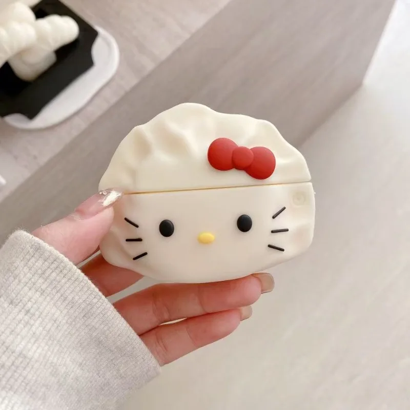 سانريو هلو كيتي لأجهزة AirPods 4 3 2 1 Pro Pro2 غطاء حماية من السيليكون على شكل زلابية ملحقات حافظة AirPods الشاملة