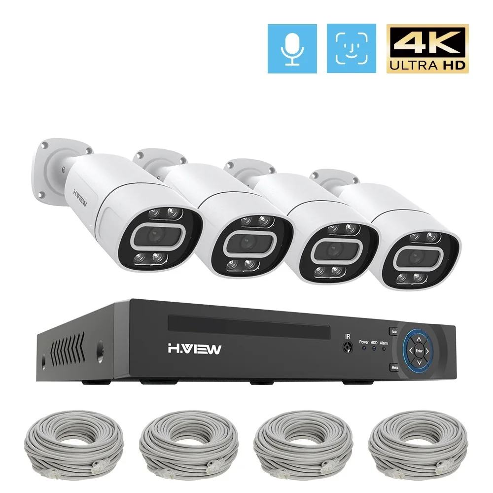 Top 8Ch 5Mp 8Mp 4K Cctv Security Surveillance Camera Systems Home Video Kit Ai Audio Outdoor Ip Camera Poe xmeye app Nvr