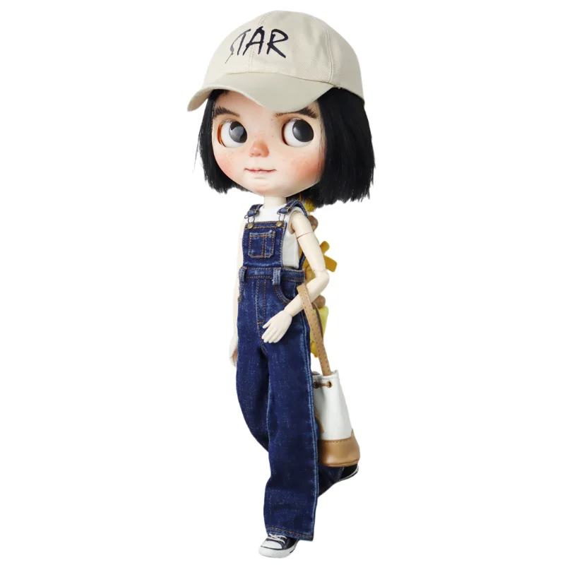 For Blythe Doll Clothes Strap Jeans for Ob24 Ob22 Azone Dolls Outfit Pants