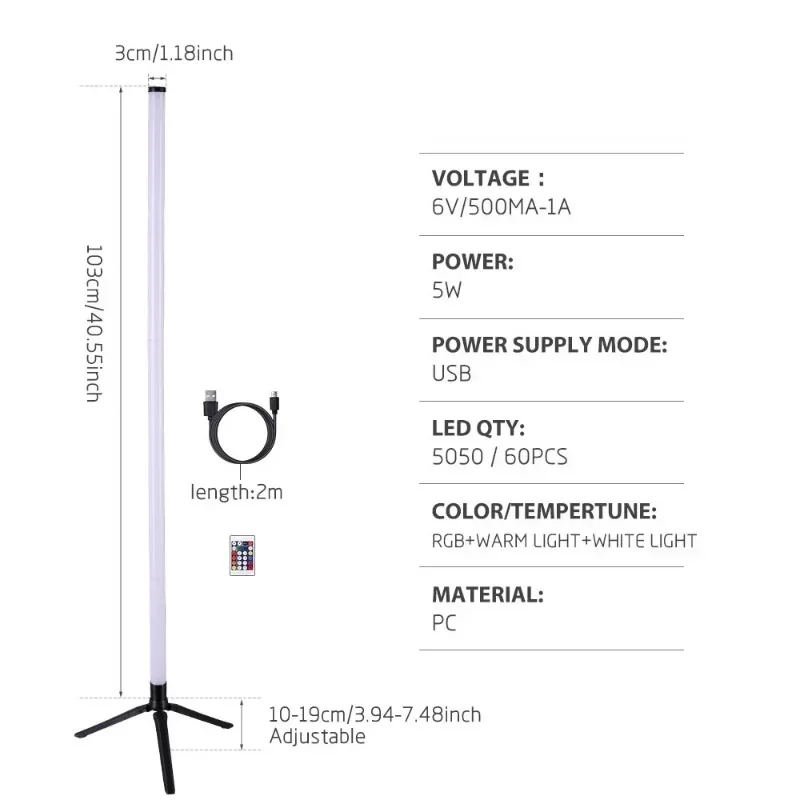 مصباح أرضي LED لغرفة المعيشة RGB + WW + CW لتزيين الغرفة مزود طاقة USB ديكور منازل الشمال أضواء أرضية للجو RGB