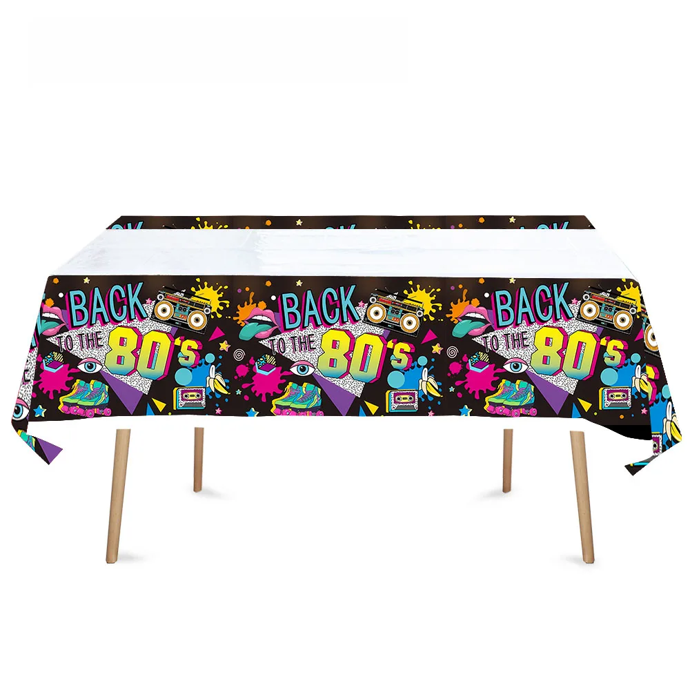 80s Theme Birthday Party Decorations Disposable Tableware Set Paper Plates Napkins Cups