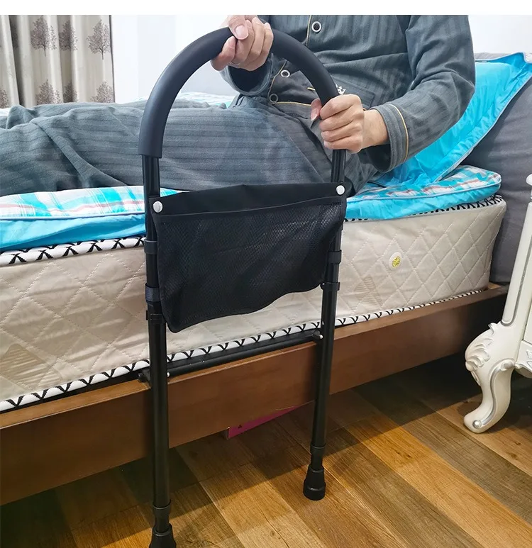 حاجز مساعدة للسرير مع ارتفاع قابل للتعديل - شريط مساعدة للسرير مع جيب تخزين - قضبان سرير لكبار السن #5