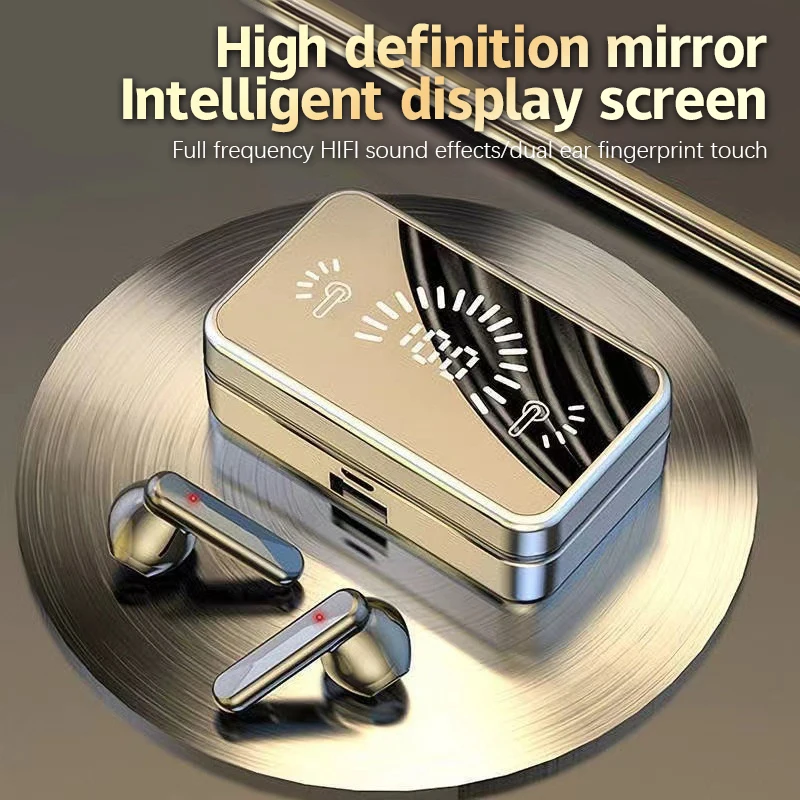 Mirror Bluetooth Headset TWS Touch With Digital Display Smart Headset Stereo Hifi Sound Effect Waterproof And Sweatproof