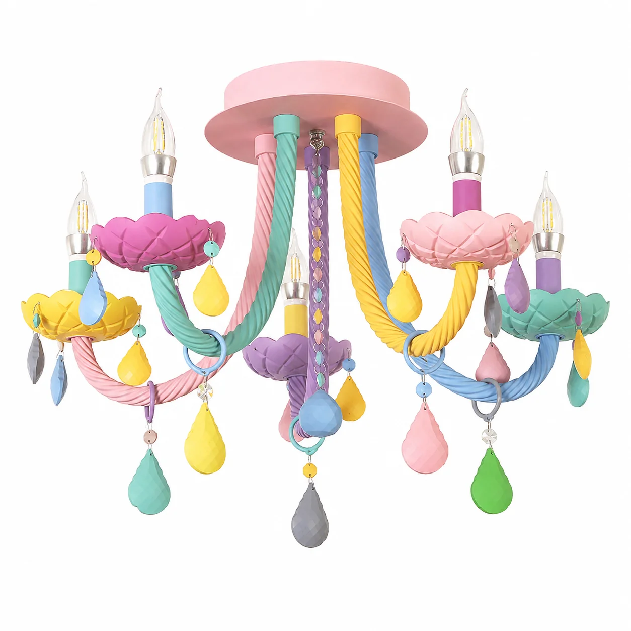 Candy-Tone LED Ceiling Light, Eye-Caring Flush Mount Lamp for Kids Bedroom, Nursery, Playroom and Cozy Home Decor