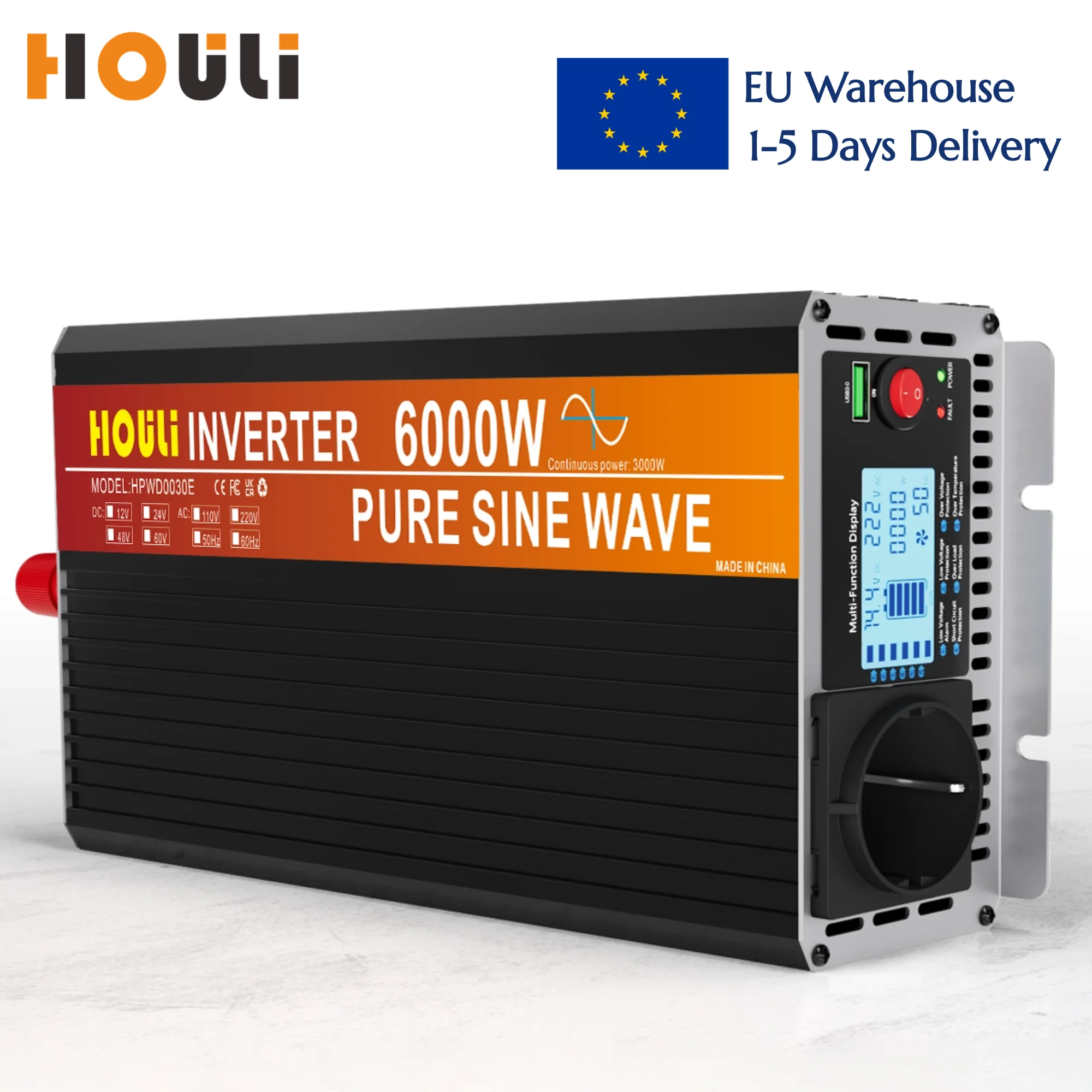 Houli инвертор 12v 220v чистий sinys 2000W 3000W 4000W 5000W генератор инверторный инвертор 12v 220v чистий синус для дома