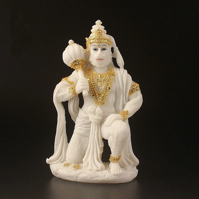 

19cm Indian Retro God White Monkey Figurine,Exquisite Classic Resin Auspicious Statue Home Putting Decorations