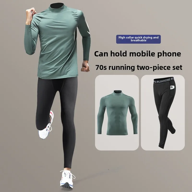 

Men's Autumn Winter Quick-Drying Compression Suit High-Neck Base Layer High-Elasticity Running Fitness Training Men's Clothing