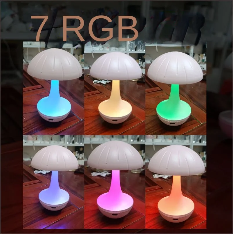 텀블러 버섯 램프 실내 분위기 조명 장식용 책상 램프 RGB 라이트 터치 침실 충전식 야간 조명