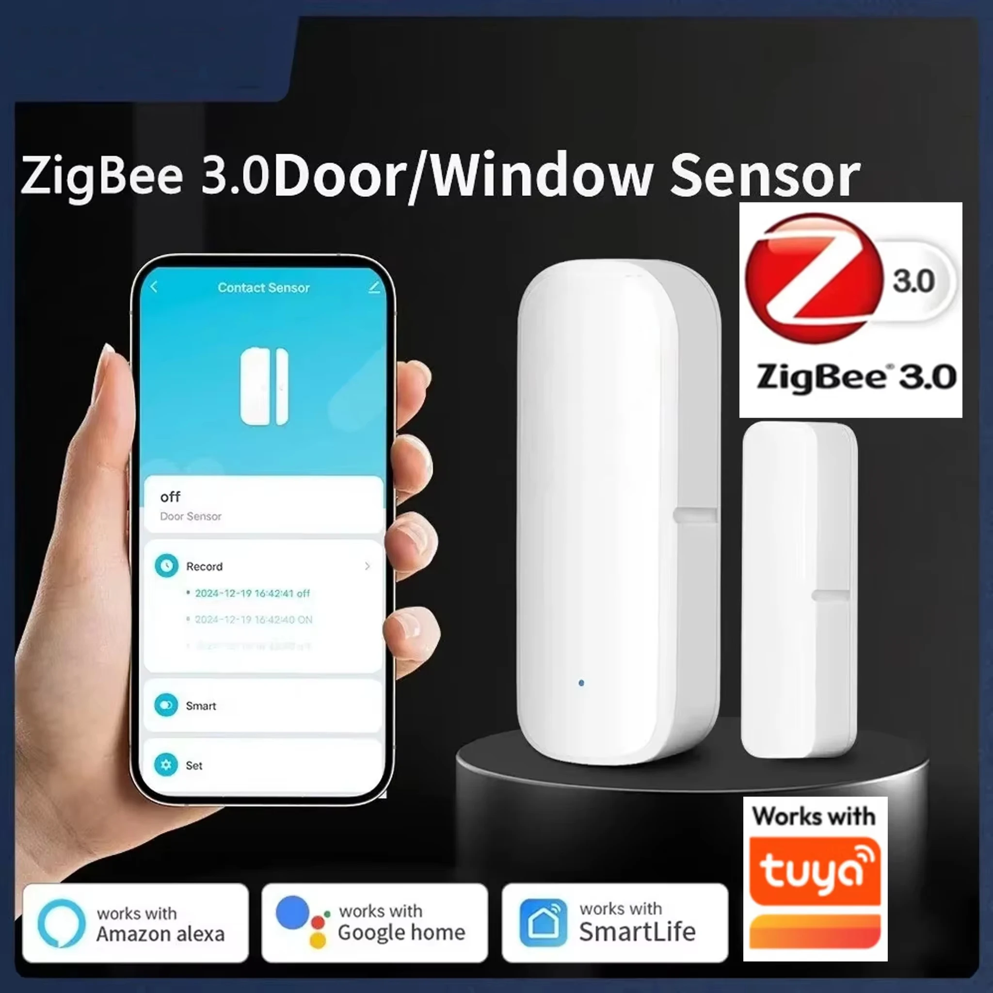 Zigbee Door Window Sensor Smart Security Alarm Open Closed Detectors Home Anti-theft Door Contact Sensor For Tuya Google Alexa