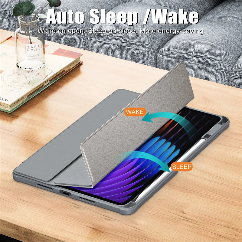 For Xiaomi Pad 7 Case With Pen Holder PU Leather Acrylic Back Fold Smart Cover For Xiaomi Pad 7 Mi Pad 7 Case 11.2 inch