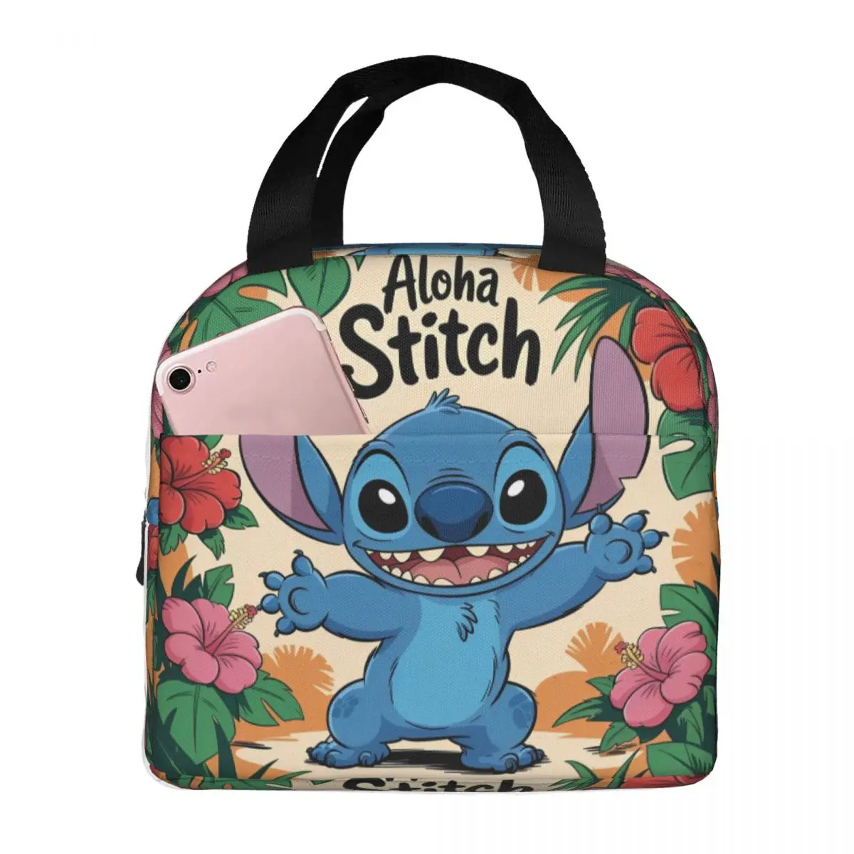 

Сумка для обеда с мультяшным цветком для девочек, ланч-бокс, милая уличная сумка-холодильник для пикника, портативная водонепроницаемая термосумка на молнии для обеда