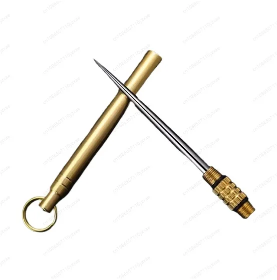 مسواك من التيتانيوم والنحاس، زجاجة مسواك محمولة مع شوكة فواكه، أداة تخييم متعددة الوظائف، أقوى من خيط تنظيف الأسنان #1