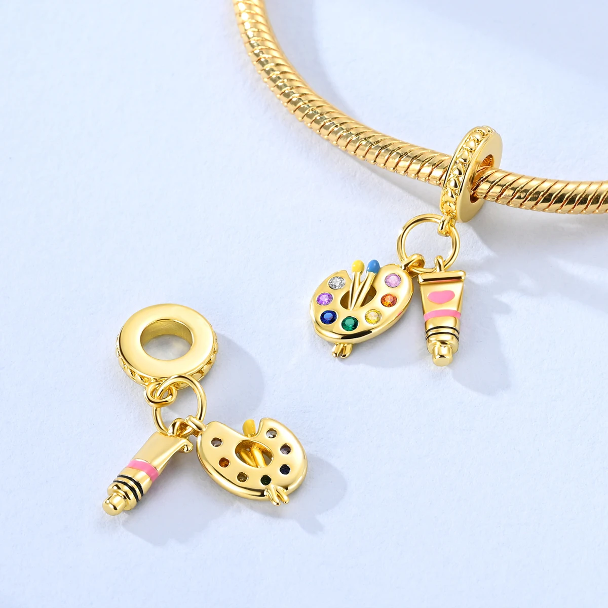 

925 Sterling Silver Originales Gold Charm Palette Fit Bracelet Pendant Making for Women Fashion Jewelry