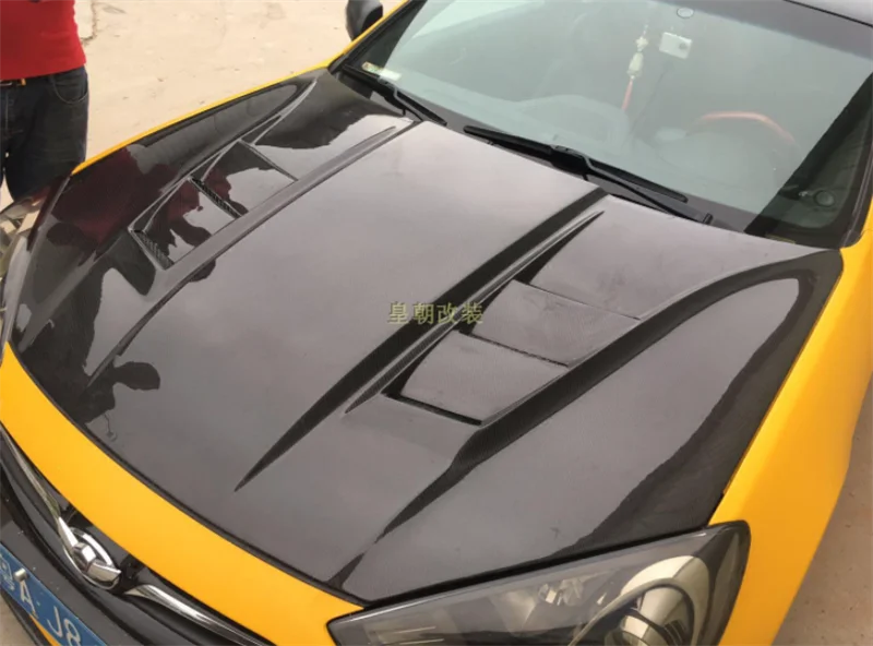 High Quality Real Carbon Fiber Front Bumper Engine Hood Vent Cover Fits For Hyundai ROHENS Coupe 2012 2013 2014