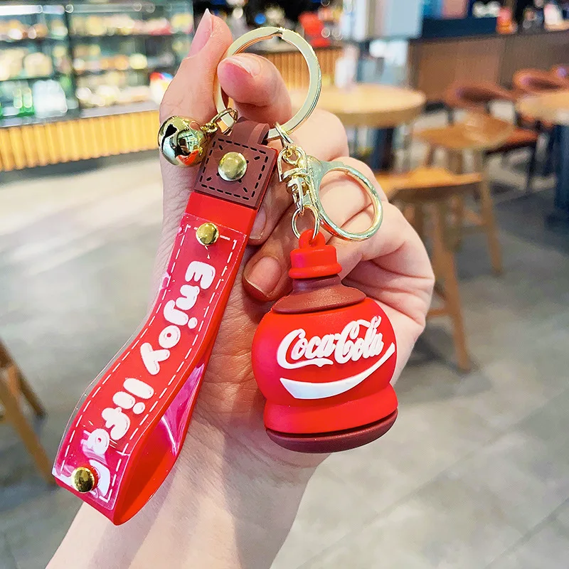 Unique Simulated Beverage Keyring Sweet Summer Fanta Sprite Drink Keyfob Boy Girl Bag Personality Interesting Pendant Key Chains