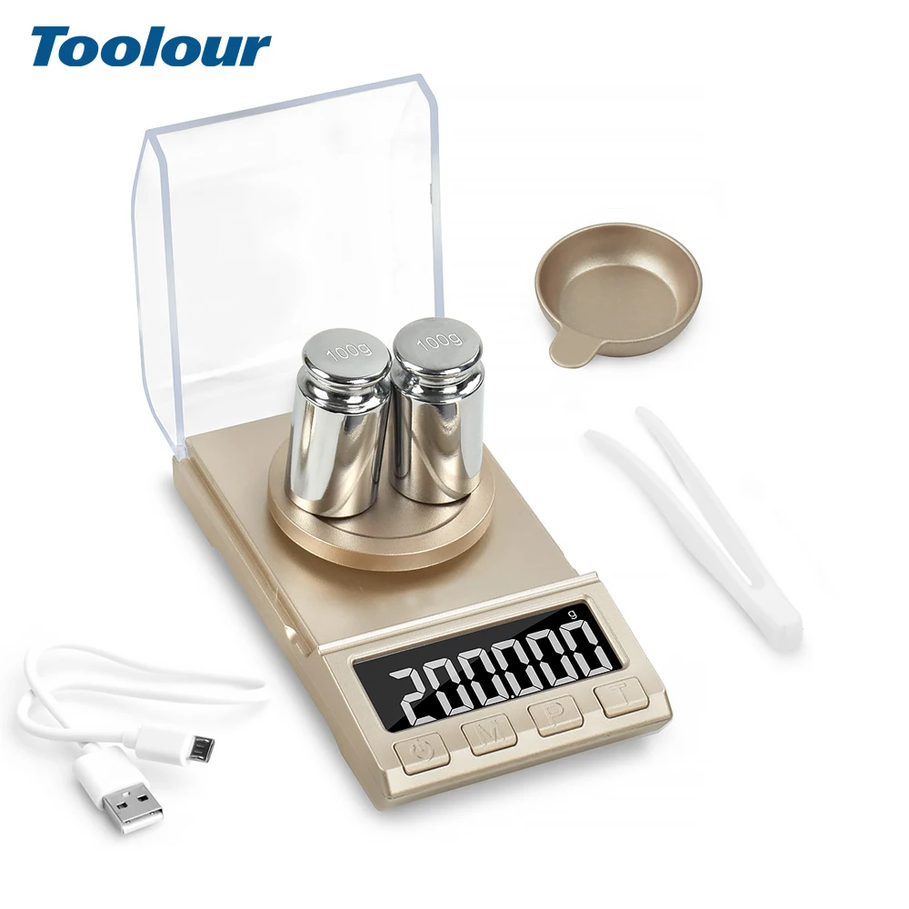 Balance numérique Toolour 50g/100g/200g x 0,001g, balance de précision en grammes, balance portable pour bijoux avec housse de protection