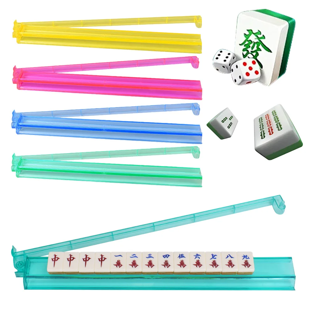 

4 Pcs Majiang Tile Rack with Built-in Pusher Modern Mahjong Rack 4 Color Mahjong Rack and Pusher Combo for American Mahjong