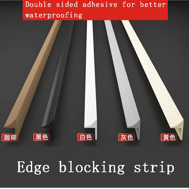 Waterproof Blocking Strip for Kitchen Countertop Edge Gap Filling Strip Bathroom Edging Countertop Water Blocking Strip