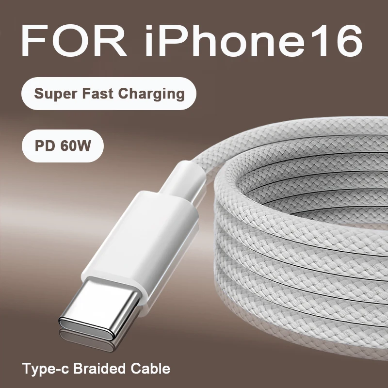 

PD 60W For Apple iPhone USB Type C to Type C Super Fast Charging Cable For iPhone 16 15 Pro Max Plus iPad Data Transmission line