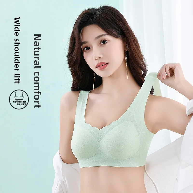 

Lace Wireless Bralette Concentrates Small Breasts for a Slimmer Look Full Cup Latex Underwear Comfortable Home Clothes