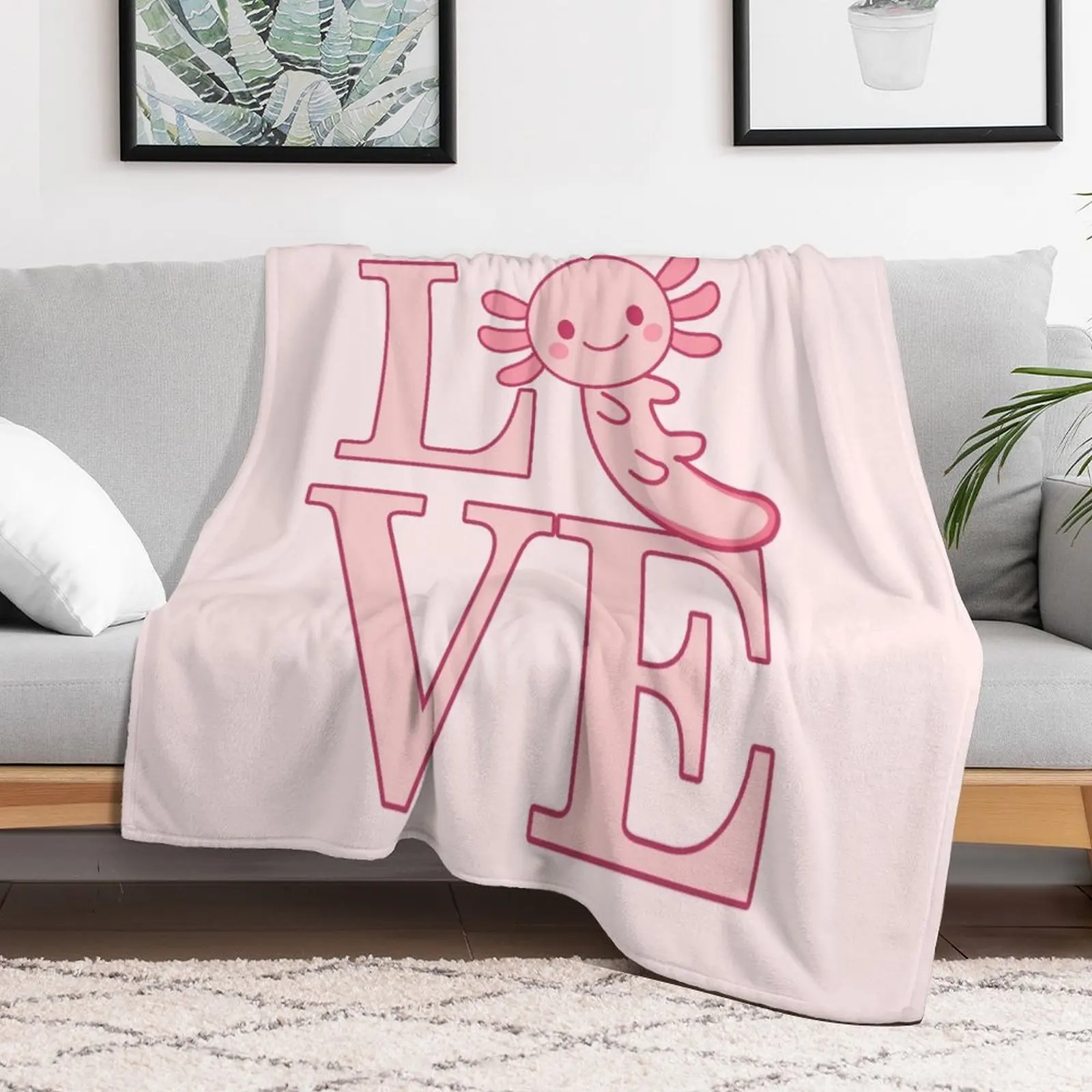 Love Axolotl. Throw Blanket Polar funny gift Moving Thin Blankets