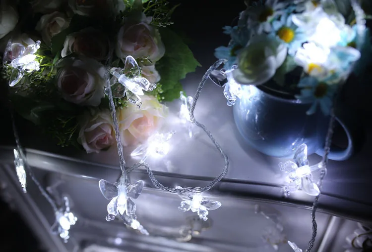 Christmas Day Butterfly Light String 100LED Lantern Flashing Light String with Tail Insert Wedding Decoration Light