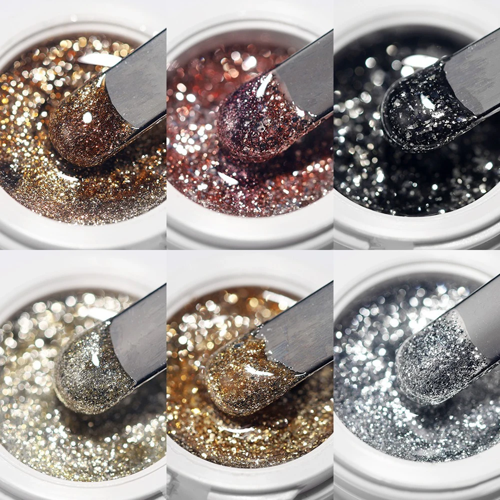 1 Bottle Silver Golden Metal Nail Painting Gel Soak Off Emboss UV Glitter Gel Reflective Professionals Painted Nail Gel Polish