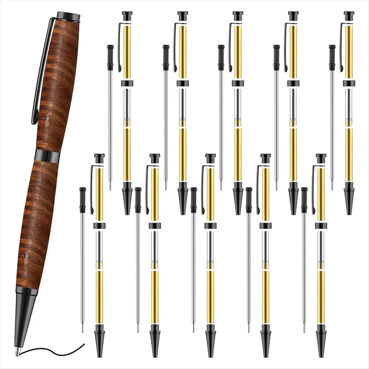 AB09 Pen Sets for Wood Turner 7mm Slim Pen Turning Set with Refill Lathe Accessories for Making Classroom DIY 10pcs A