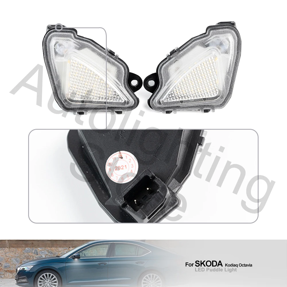 2x For Skoda Octavia Superb Kodiaq Karoq 2017-2021 VW T-Roc 2020 LED Under Side Mirror Puddle Light Courtesy Lamps#3T0945291A