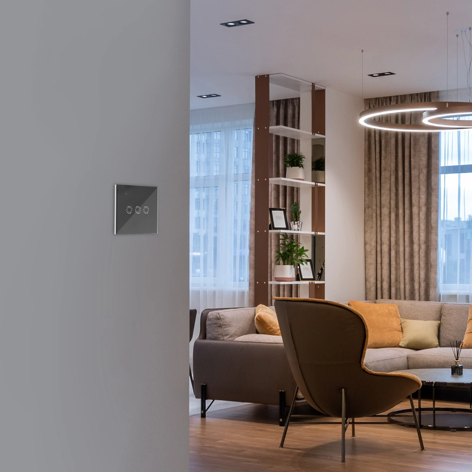 3 Gang Wifi Wireless Touch Backlight Home Light Remote App Schedule Timer Abs Glass Panel Black