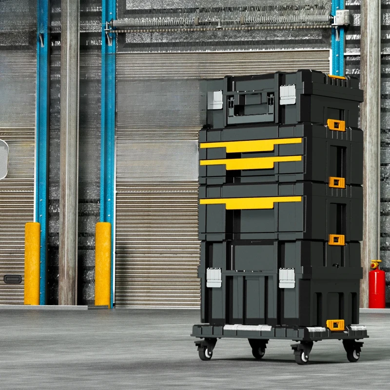 Stackable Modular Combo Toolbox Set -Portable Combo ToolBox with Wheels for Space-Saving Modular Assembly & Easy Mobility!