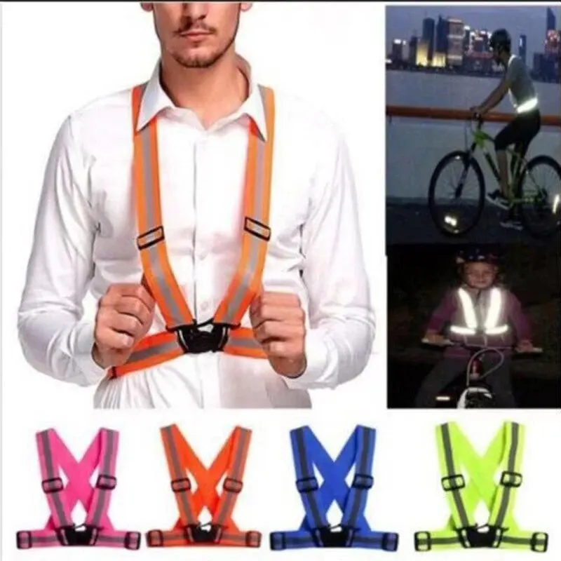 Cycling Reflective Vest High Visibility Safety Vest for Night Riding Running Bicycle Motorcycle Outdoor Sports Vest Elastic Band