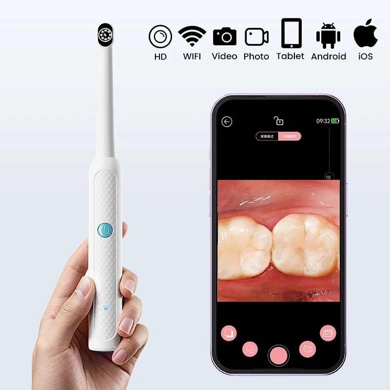 

Handheld WIFI Oral Endoscope Video Dental Camera HD1080P 8 LEDs Wireless Mouth Inspection Borescope for Iphone Android Phones