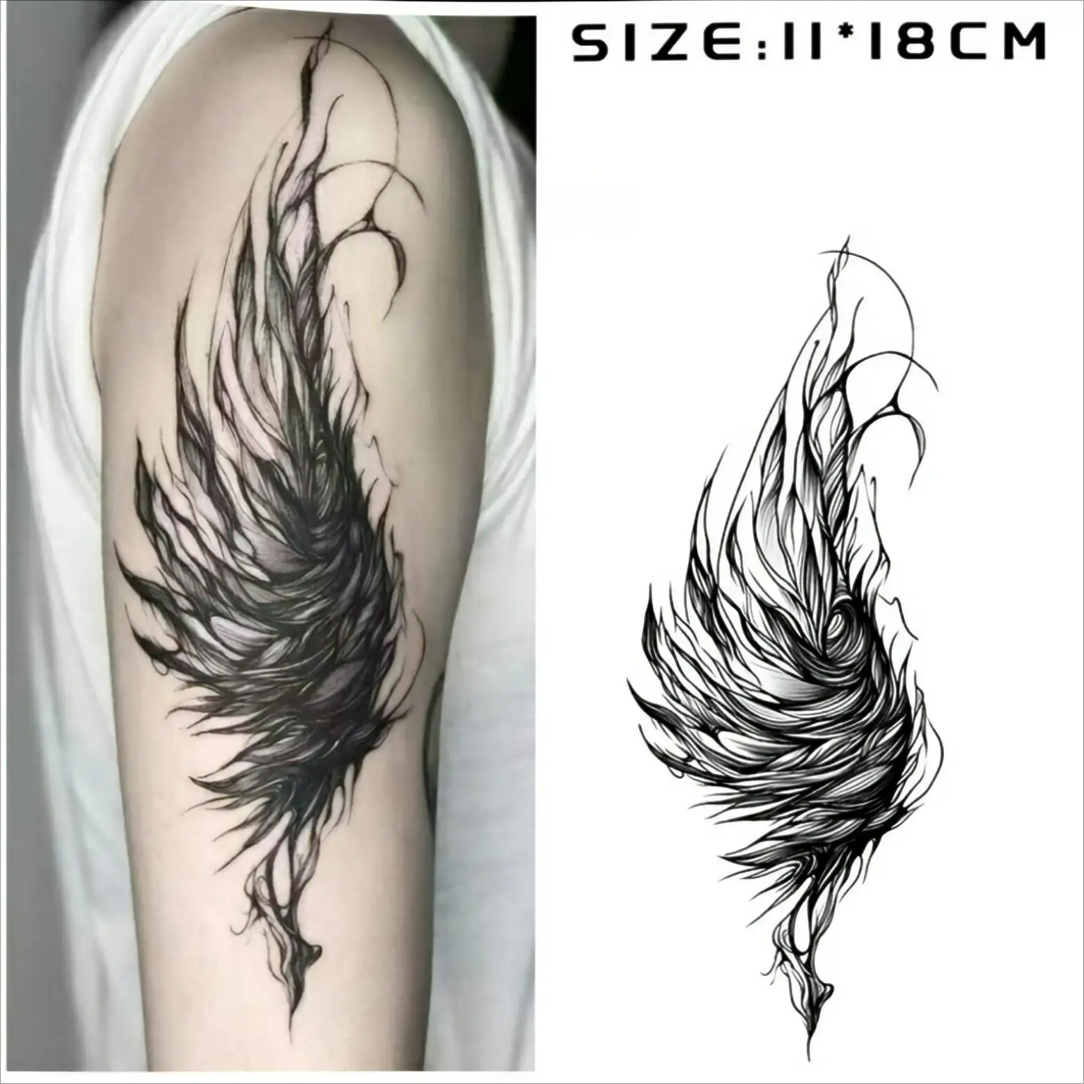 

Fantasy Feather Temporary Tattoos,Tattoo Stickers,Waterproof Long-Lasting 15 Days,Semi-Permanent Fake Tattoo,body art Men Women