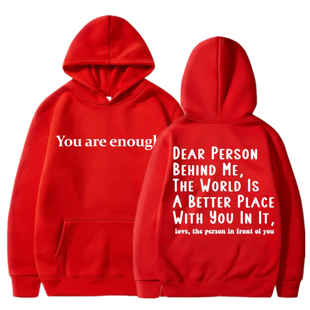 Du bist genug, lieber Mensch hinter mir – Kapuzenpullover für Männer und Frauen, Motiv: psychische Gesundheit, langärmelig, aus Fleece, warm, Oversize, lässiger Pullover. – Detail 6