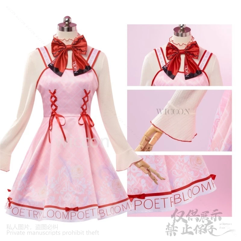 Anime gra Infinity Nikki Lolita różowa sukienka Nikki peruki do Cosplay dla dziewczynek kobieta na Halloween prezenty na przyjęcie bożonarodzeniowe dostosowane