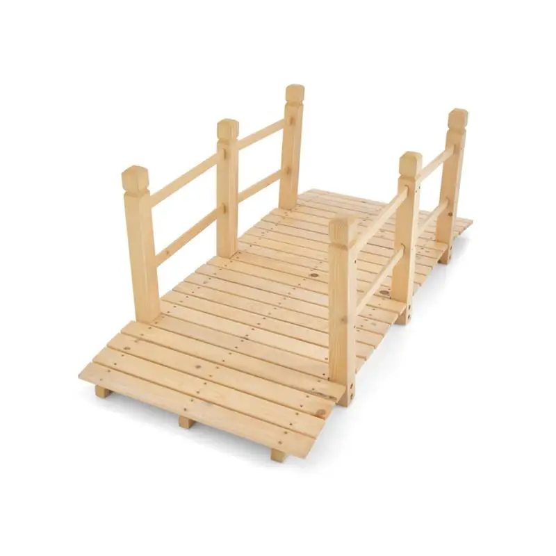 

5-футовый деревянный садовый мост — 100% елового дерева, простая сборка с фурнитурой, идеально подходит для заднего двора, гравийной дорожки или фермы