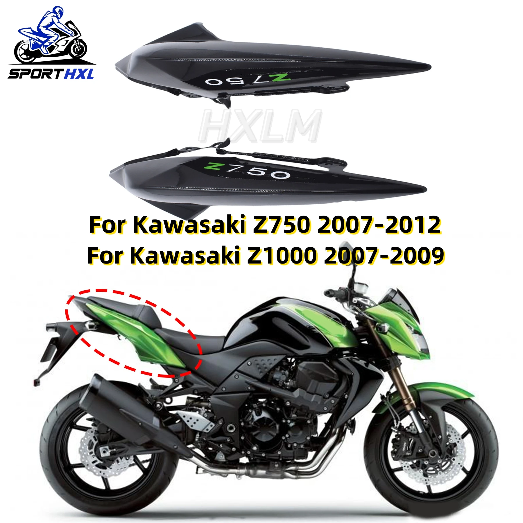 Glossy Black Rear Fairing Fit For Kawasaki Z750 Z 750 2007 2008 2009 2010 2011 2012 Motorcycle Parts Under Seat Cover