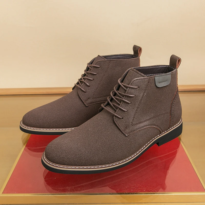 

Business Men Chell Boots Men Lace-up Business Brand Suede Leather Boots British Social Boots Sizes 39-48 Men Boots