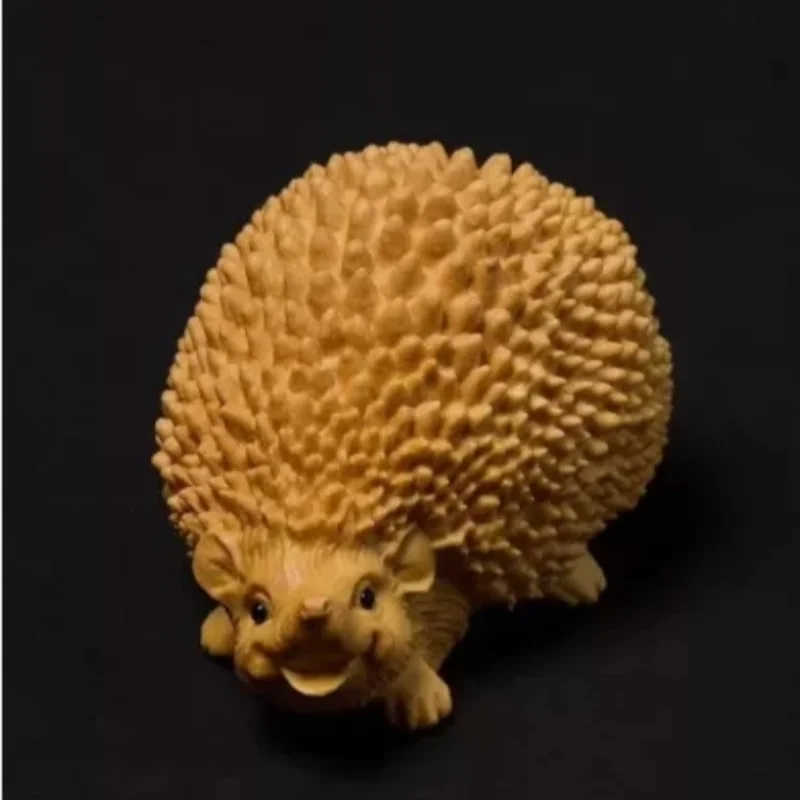 Chinese Boxwood wood carving Fengshui Hedgehog Wealth Auspicious Sculpture