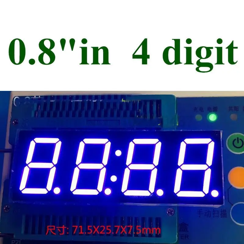 10 Stuks Beste Prijs 0.8 Inch 7 Segment 4 Cijferige Super Blauwe 0.8 "0,8 Inch Kloktijd Led Display Gemeenschappelijke Anode