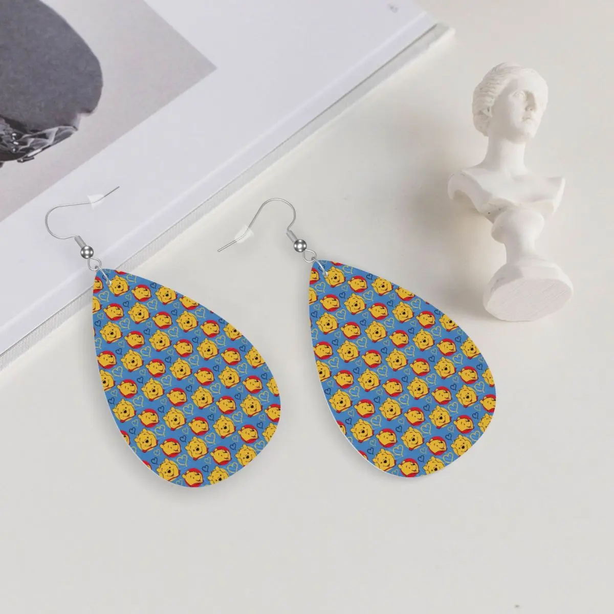 Custom Winnie The Pooh Dangle Drop Earrings Leather Earrings for Women Fashion For Party view 5