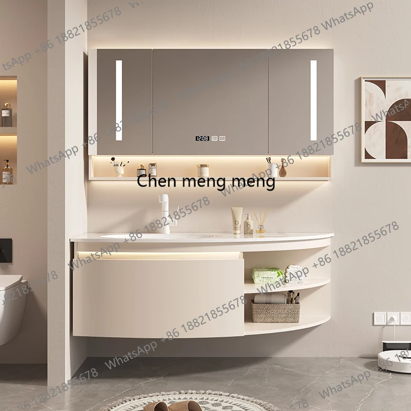 

Corian integrated basin circular arc bathroom cabinet combination face wash hand basin toilet wash