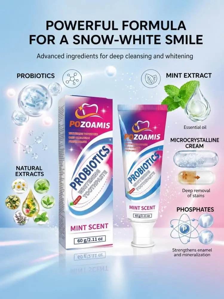 Household Whitening Toothpaste, Deeply Clean Tooth Surface, Reduce Tea Coffee Smoke Stains, Refresh Oral Scent, Improve The Visual Whiteness of Teeth for Daily Use