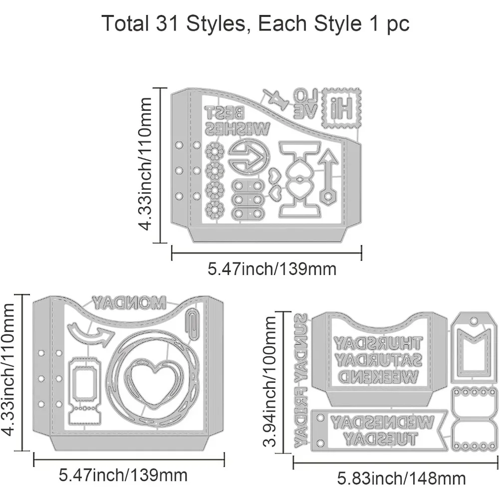 3 komplety 27 sztuk kieszonkowych ramka wycinanie do scrapbookingu metalowe słowa wykrawa wytłaczane szablony szablon do robienia karta papierowa