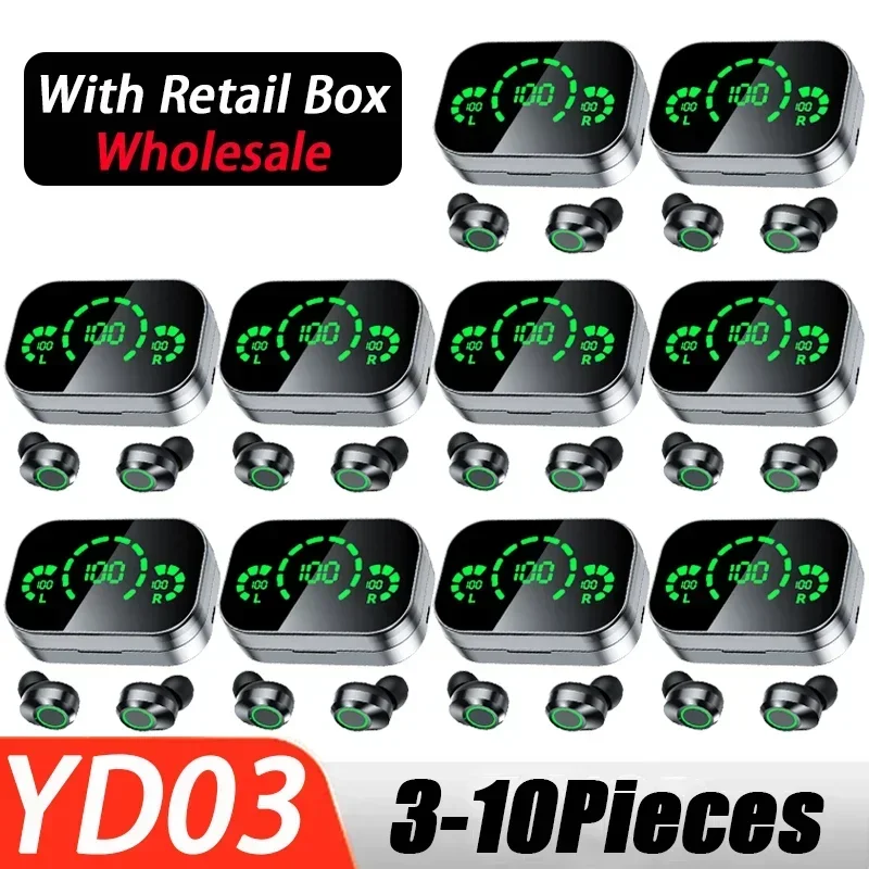 YD03 Smart Headphones Bluetooth Earphones Wireless Headset HiFi Earbuds Mini Microphones Men LED Sport TWS Bluetooth Watch Phone